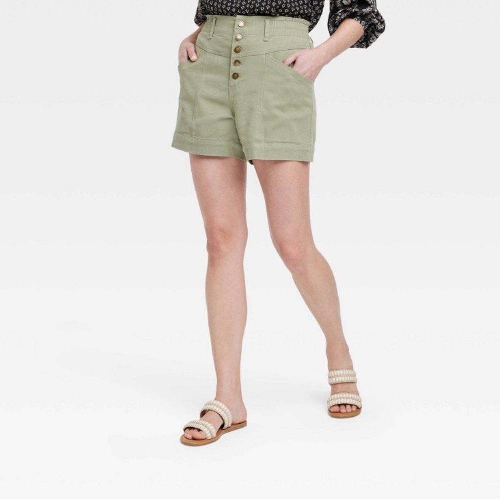 High waist green shorts size L